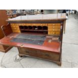 A VICTORIAN MAHOGANY SECRETAIRE CHEST WITH FITTED INTERIOR, 50" WIDE