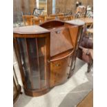 A MID 20TH CENTURY SHINY WALNUT SIDE BY SIDE BUREAU, 48" WIDE