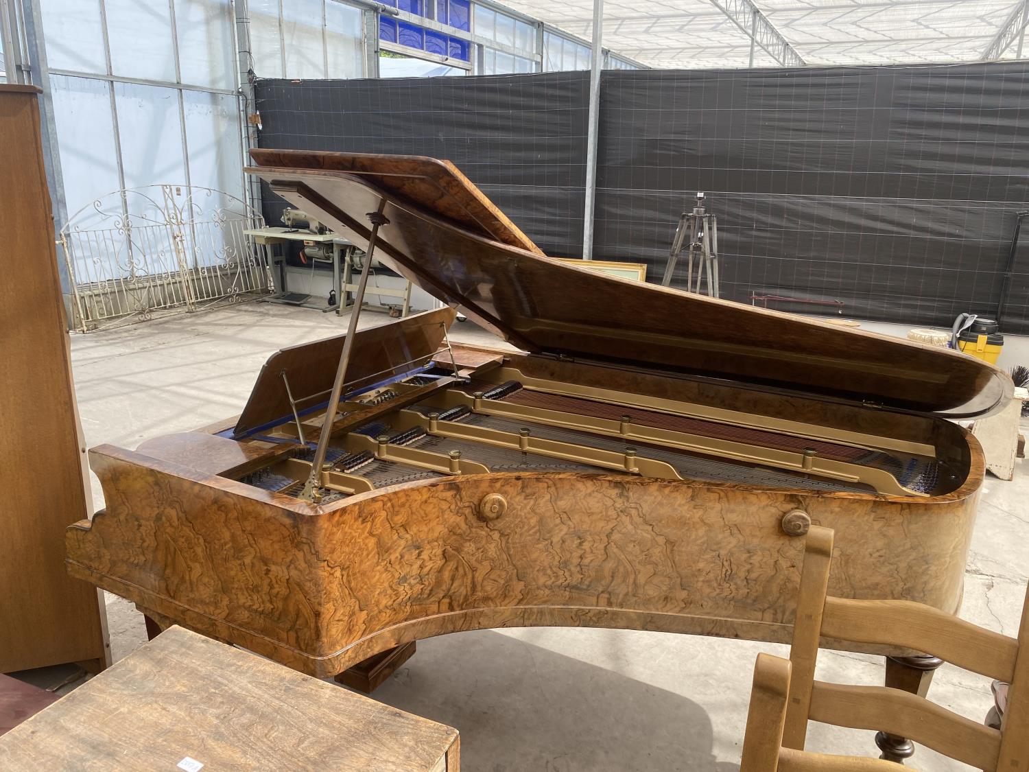 A COLLARD & COLLARD WALNUT METAL SEMI-GRAND PIANO, COMPLETE WITH STOOL - Image 8 of 10