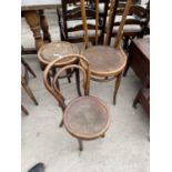 TWO BENTWOOD CHAIRS AND A STOOL