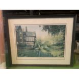 A FRAMED LIMITED EDITION MALCOLM BUTLER PRINT 'THE PACKET HOUSE AND BOAT STEPS WORSLEY' 322/500