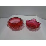 TWO CRANBERRYWARE BOWLS