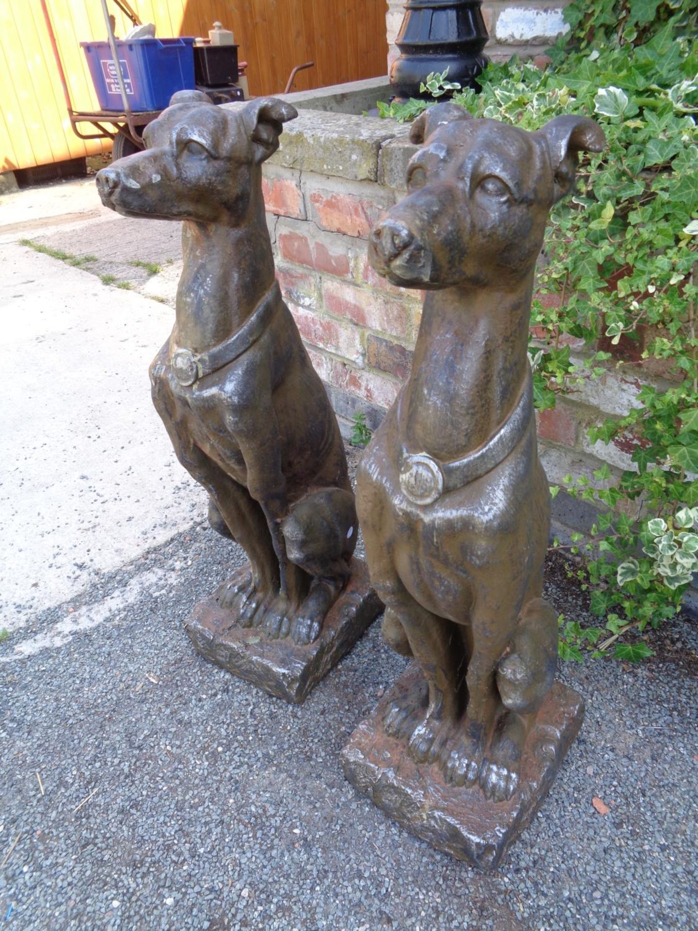 TWO LARGE RESIN TYPE DOG STATUES - Image 2 of 3