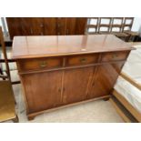 A MODERN YEW WOOD SIDEBOARD, 46.5" WIDE