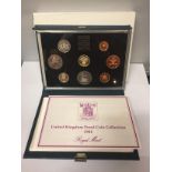 A ROYAL MINT 1984 EIGHT COIN PROOF SET IN HARD CASE WITH COA .