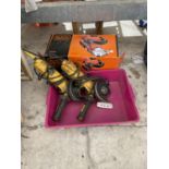 A BLACK AND DECKER ELECTRIC SANDER AND TWO DEWALT ANGLE GRINDERS (SPARES OR REPAIRS)