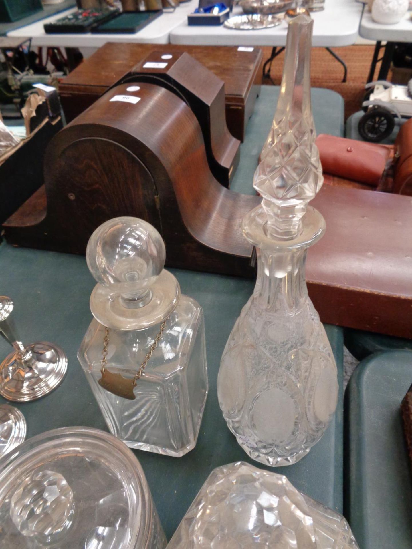 FOUR CUT GLASS DECANTERS ONE WITH LABEL - Image 3 of 3