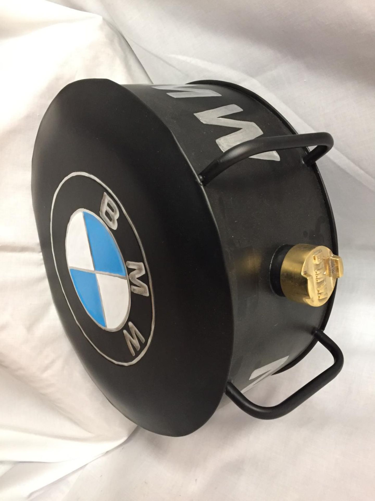 A BLACK BMW PETROL CAN WITH A BRASS TOP - Image 3 of 3