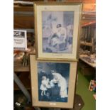 TWO FRAMED PRINTS OF A MOTHER WITH HER CHILDREN