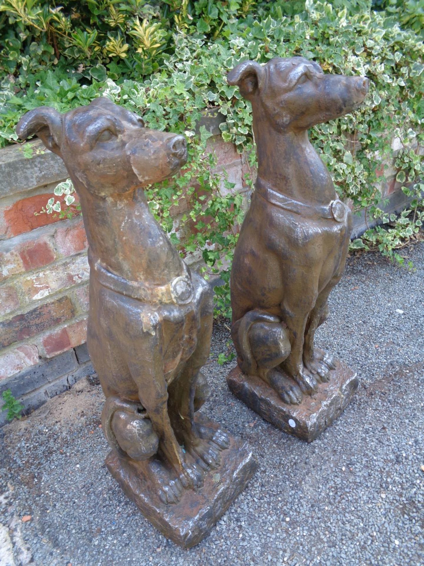 TWO LARGE RESIN TYPE DOG STATUES - Image 3 of 3