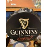 A VINTAGE STYLE RETRO GUINESS HANGING WALL BEER BOTTLE CAP DISPLAY SIGN 35CM