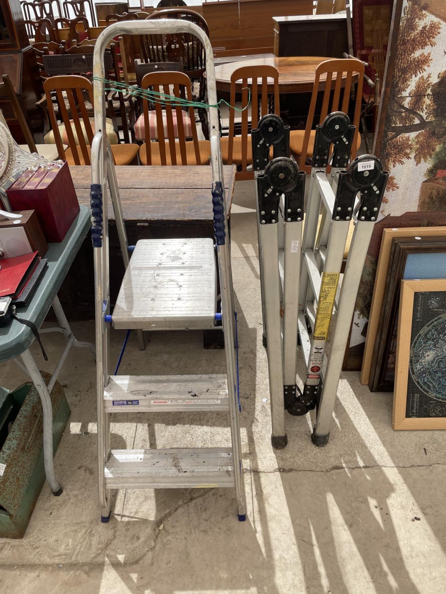 A TWO RUNG ALLUMINIUM STEP LADDER AND A MULTI FOLDING LADDER - Image 2 of 4