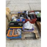 AN ASSORTMENT OF HOUSEHOLD CLEARANCE ITEMS TO INCLUDE TOOLS AND HARDWARE ETC