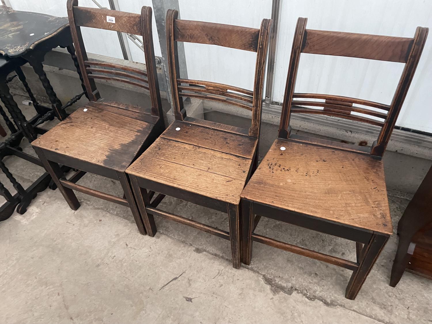 THREE 19TH CENTURY OAK COUNTRY DINING CHAIRS