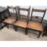 THREE 19TH CENTURY OAK COUNTRY DINING CHAIRS