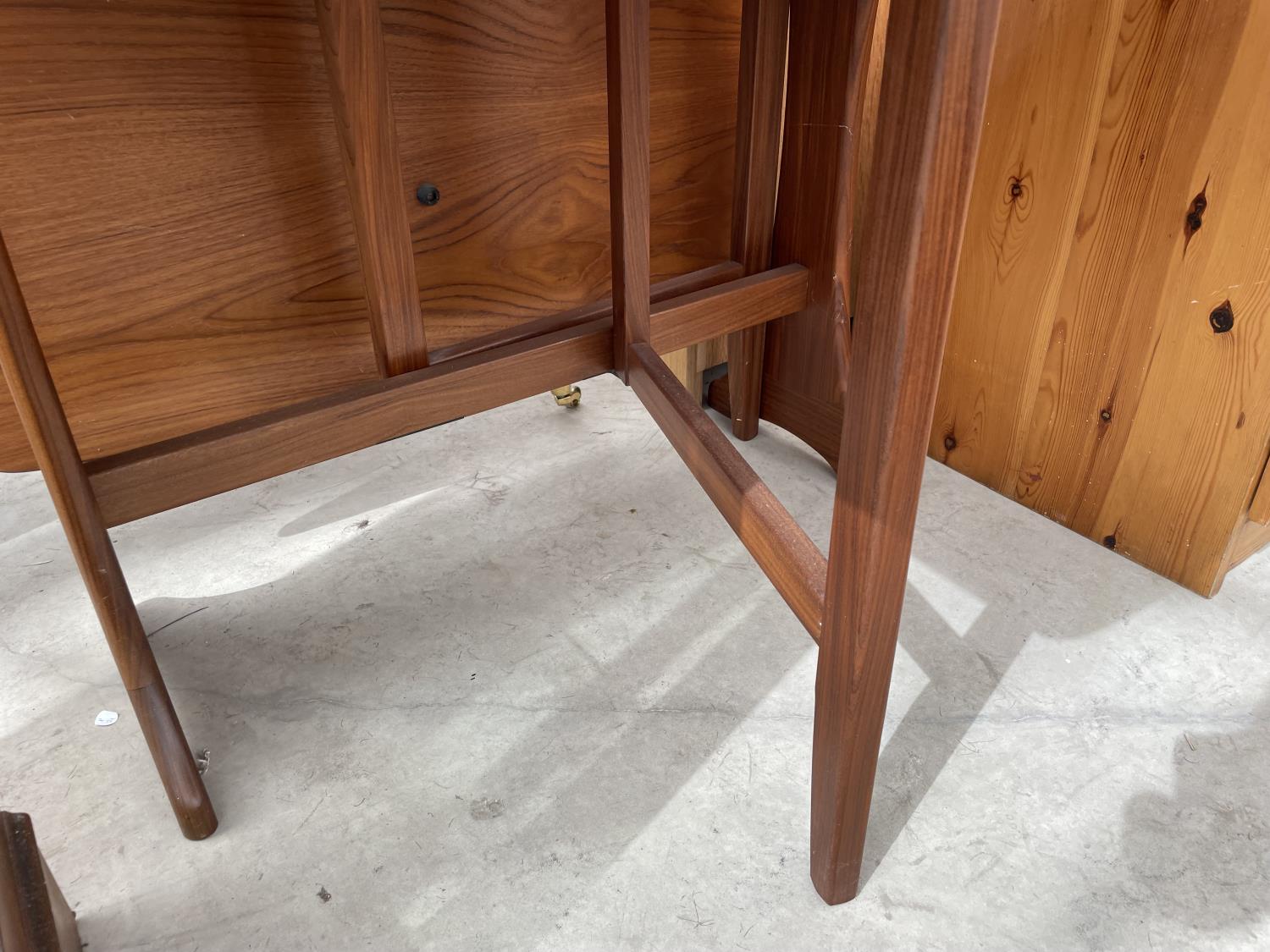 A RETRO TEAK DROP-LEAF DINING TABLE, 36X54" OPENED - Image 3 of 3