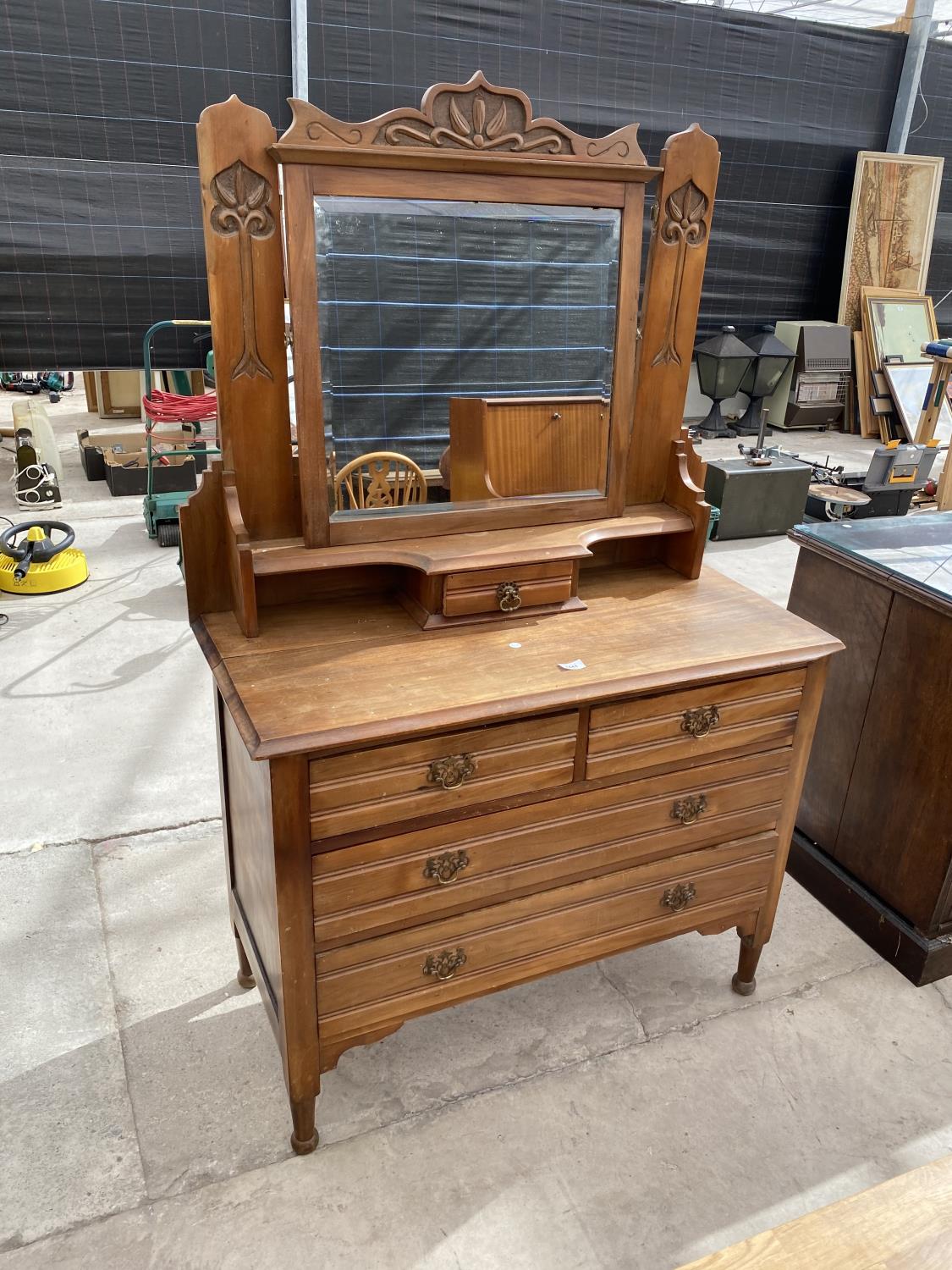 A VICTORIAN SATINWOOD DRESSING CHEST, 38" WIDE