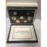 A ROYAL MINT 1988 SEVEN COIN PROOF SET IN HARD CASE WITH COA .