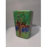 AN ANITA HARRIS HAND PAINTED BLUEBELL WOOD VASE SIGNED IN GOLD
