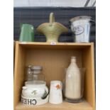 AN ASSORTMENT OF ITEMS TO INCLUDE JUGS, VASES AND AN ICE BUCKET ETC