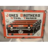 A WOODEN 'JONES BROTHERS STEEL TRUNKS' SIGN