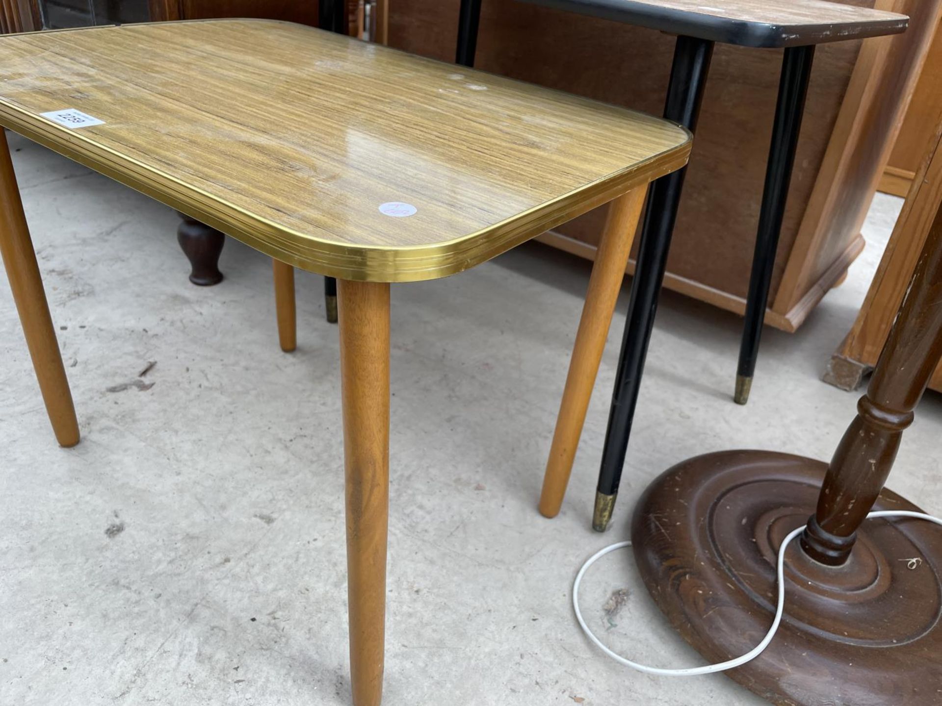 TWO MID 20TH CENTURY OCCASIONAL TABLES WITH FORMICA TOPS - Image 3 of 3
