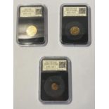A UK GOLD SOVEREIGN, HALF SOVEREIGN AND QUARTER SOVEREIGN, QUEEN ELIZABETH 11, 2013, NEATLY