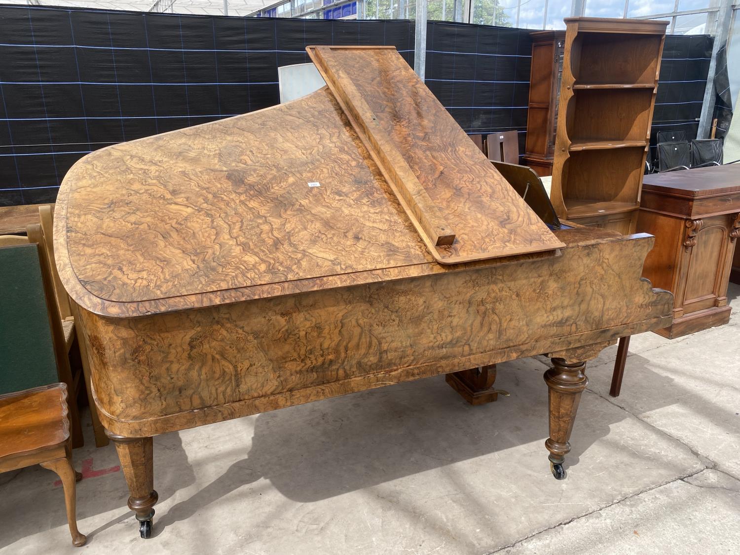 A COLLARD & COLLARD WALNUT METAL SEMI-GRAND PIANO, COMPLETE WITH STOOL - Image 3 of 10