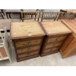 A PAIR OF MODERN PINE THREE DRAWER BEDSIDE CHESTS