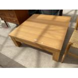 A MODERN OAK COFFEE TABLE, 39.5" SQUARE