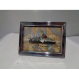 A FRAMED MINIATURE FOIL PICTURE OF RMS SYLVANIA