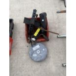 CAR TROLLEY JACKS AND AN ASSORTMENT OF CUTTING DISCS