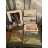 A SELECTION OF PRINTS/PAINTINGS TO INCLUDE 3 FRAMED OIL OF GARDEN SCENES