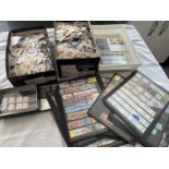 A LARGE CARTON CONTAINING MAINLY GB ITEMS PLUS TWO SHOE BOXES CRAMMED FULL WITH LOOSE STAMPS ,