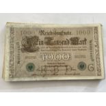 AN ENVELOPE CONTAINING A LARGE QUANTITY OF TAUSEND MARK GERMAN BANK NOTES, DATED BERLIN 21 APRIL