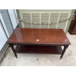 A MODERN MAHOGANY AND INLAID TWO TIER COFFEE TABLE
