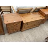 A MODERN PINE BEDSIDE CHEST AND BLANKET CHEST