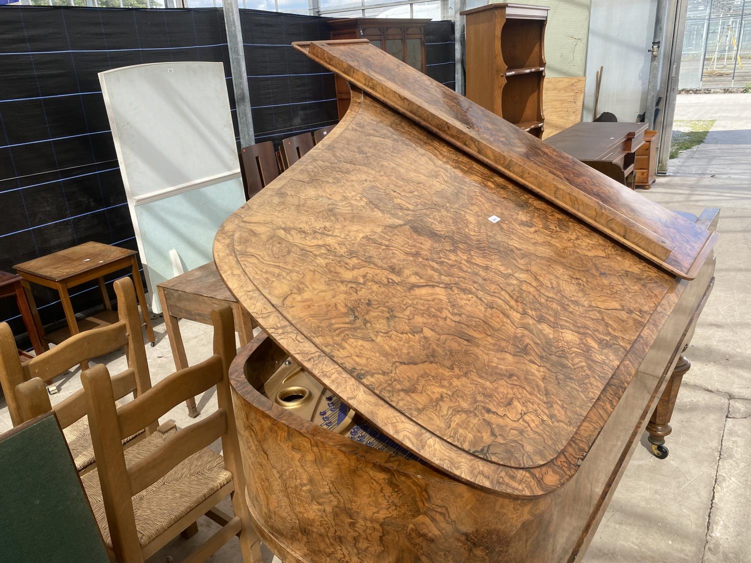 A COLLARD & COLLARD WALNUT METAL SEMI-GRAND PIANO, COMPLETE WITH STOOL - Image 4 of 10