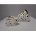 TWO ROYAL CROWN DERBY RABBITS