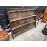 A GEORGE III OAK DRESSER RACK, 64" WIDE, WITH LATER PANELS