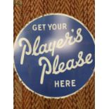 A LARGE PLAYERS PLEASE METAL ADVERTISING SIGN 45CM
