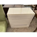 A PAINTED CHEST OF THREE DRAWERS, 30" WIDE