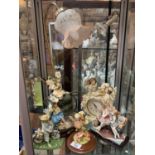 A COLLECTION OF CERAMICS TO INCLUDE A FAIRY TABLE LAMP, A FAIRY CLOCK, TWO BALLERINAS, A ROBIN AND A