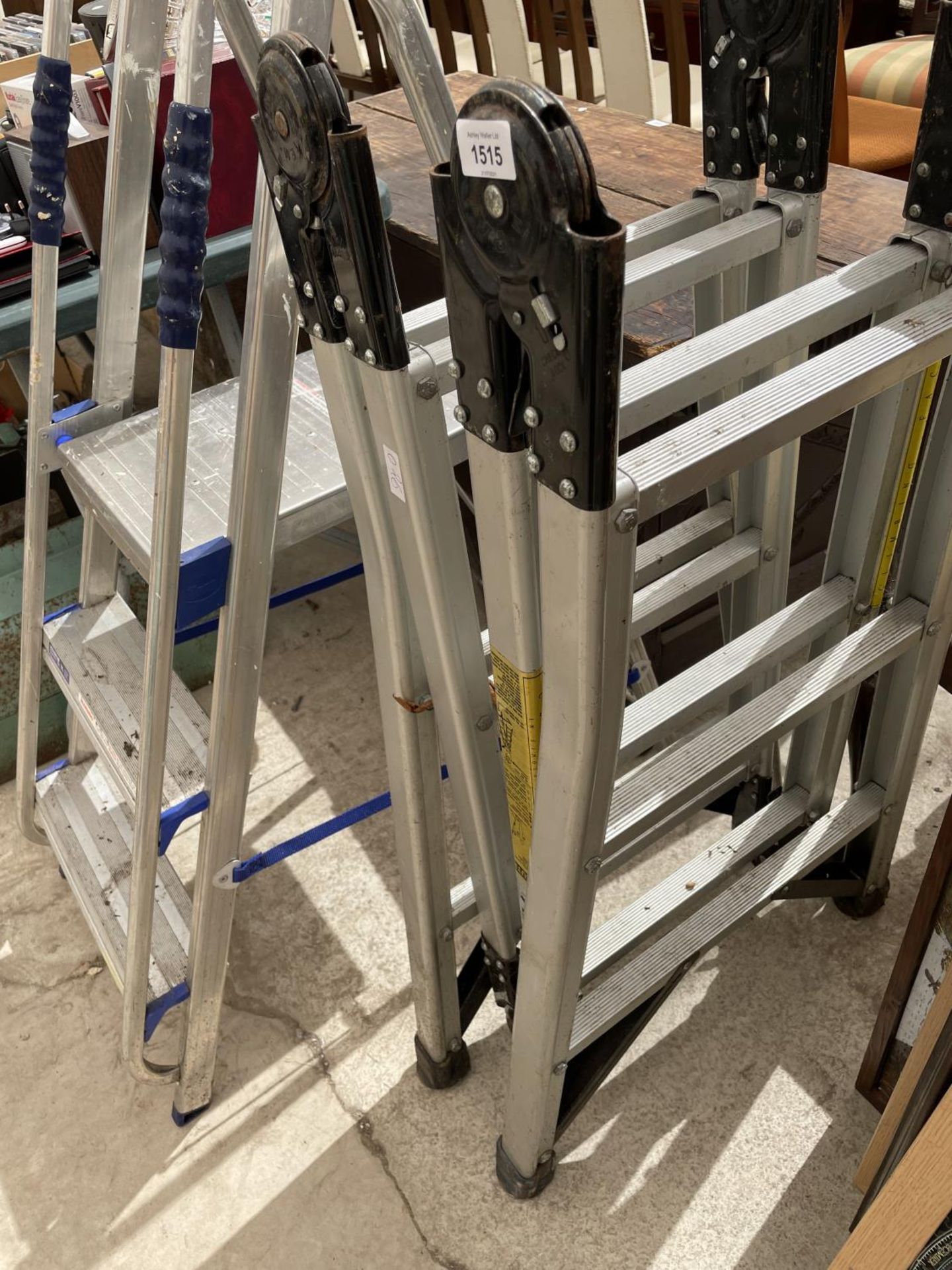 A TWO RUNG ALLUMINIUM STEP LADDER AND A MULTI FOLDING LADDER - Image 4 of 4