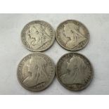 FOUR VICTORIA OLD HEAD HALF CROWNS