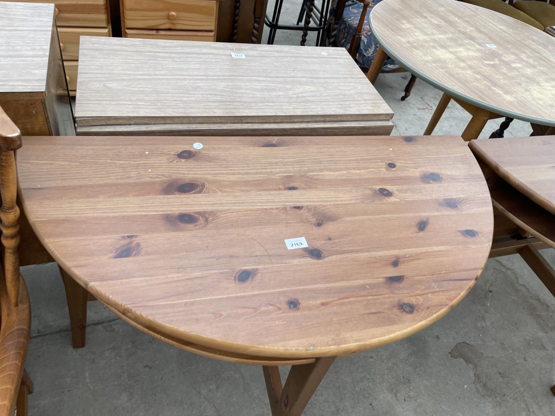 TWO PINE DROP LEAF TABLES - Image 2 of 5