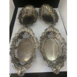 A SET OF FOUR HALLMARKED BIRMINGHAM SILVER BON BON DISHES WEIGHT 187 GRAMS