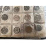 A COINAGE ALBUM CONTAINING NUMEROUS PRE DECIMAL COINS INCLUDING SILVER EXA,PLES DATING FROM VICTORIA