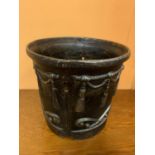 A HEAVY CAST IRON PLANT POT H:23CM