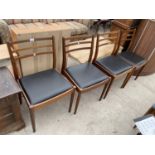 A SET OF FOUR RETRO TEAK G-PLAN DINING CHAIRS